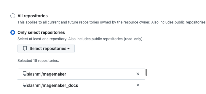 Select repositories during installation